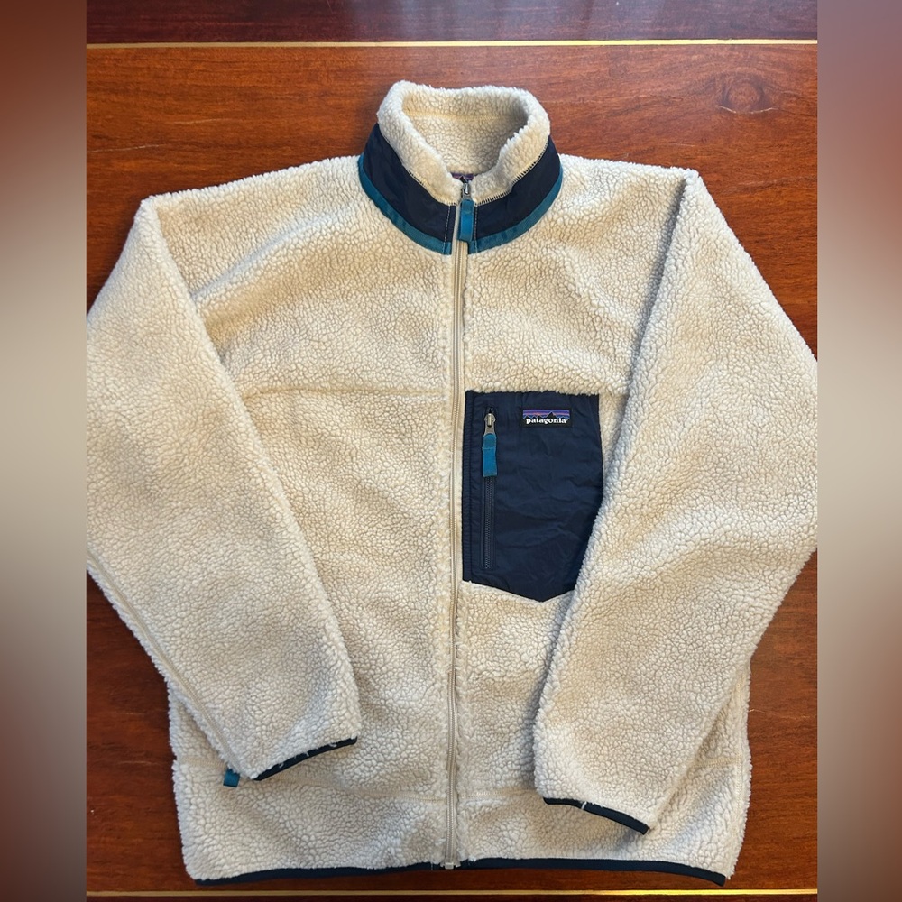 Patagonia Retro-X Fleece Sherpa Jacket Men's Natural Beige Navy large